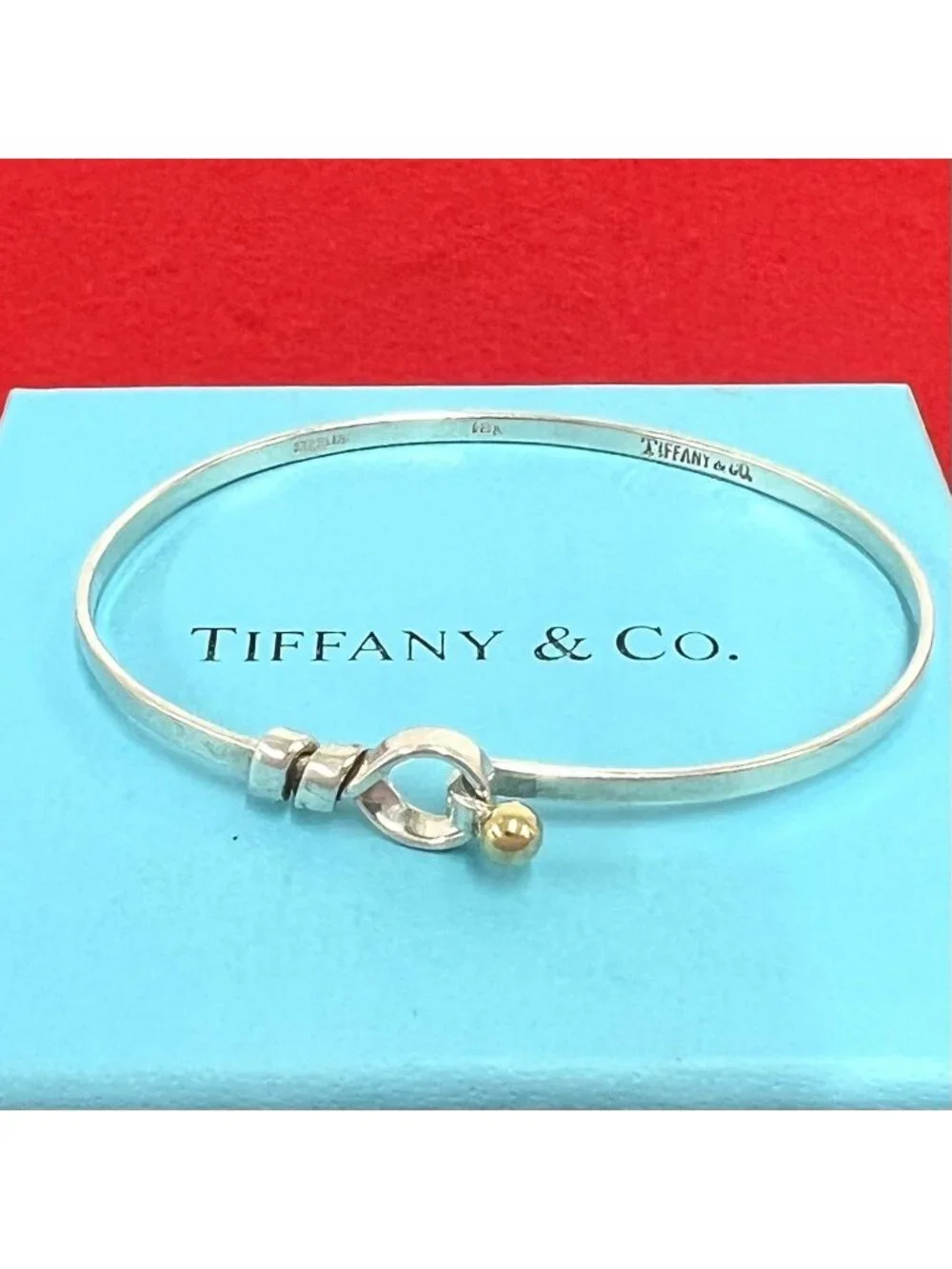Tiffany & Co Vintage Hook Eye Bangle Silver Gold Bracelet